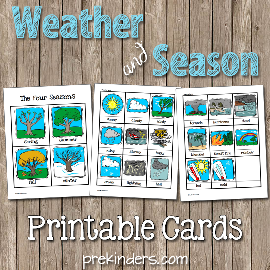 Weather & Seasons Printable Cards - PreKinders