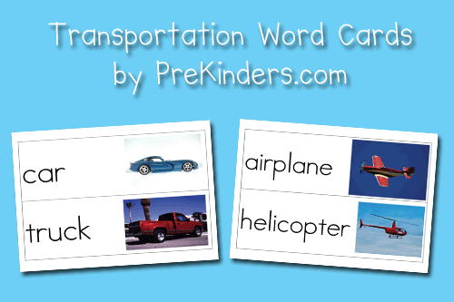 transportation word cards
