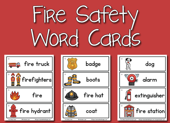 Fire Safety Picture Word Cards PreKinders