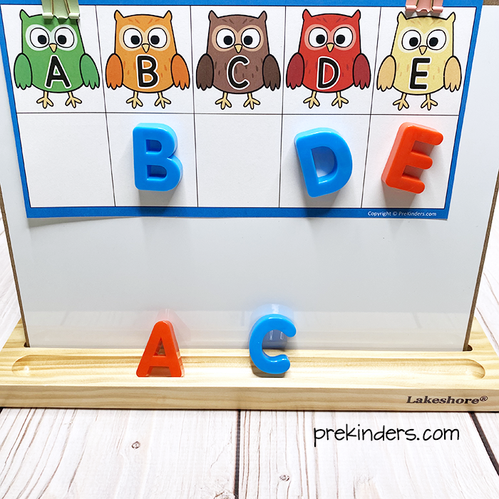 Owl Letter Tumble Game with a magnetic board