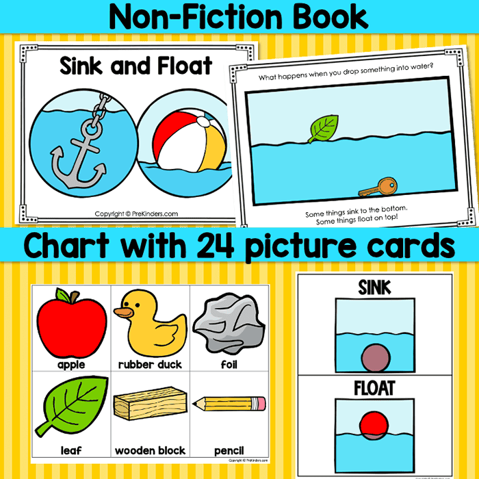 sink and float activities non fiction book, chart printable