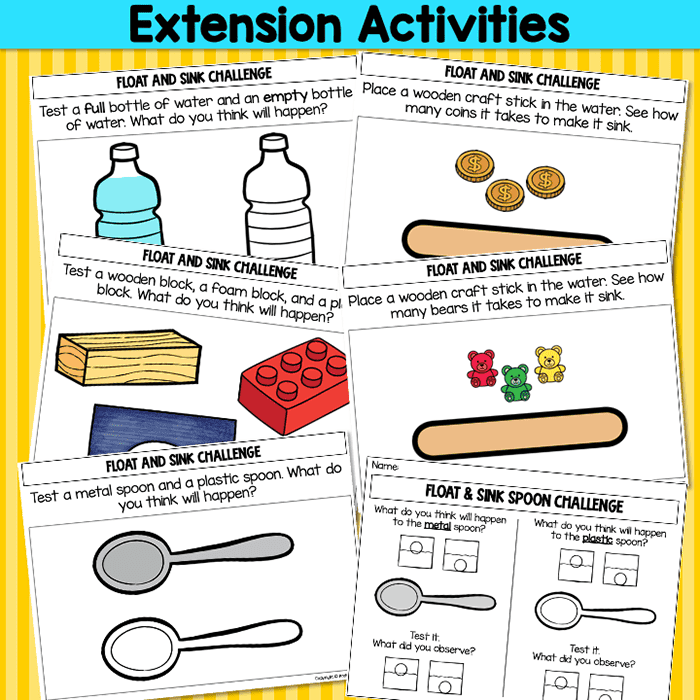 sink and float extension activities with sheets