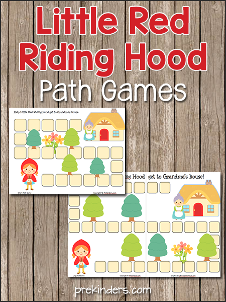 Red Riding Hood path game: free printable for preschool math