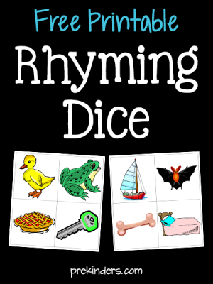 pre k reading printables Rhyming Dice Printable