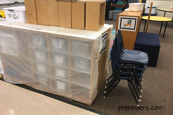 Covered shelf ready for open house