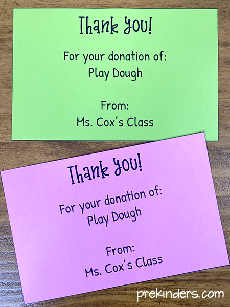 Classroom Wish List Thank You Note