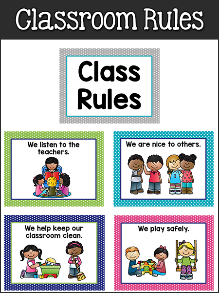 Pre-K Class Rules Posters in Bright Colors