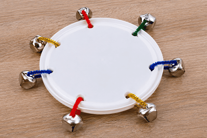 diy tambourine, make your own for your students and classroom, music and movement