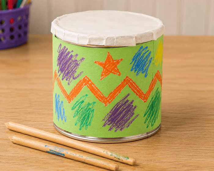 diy drum, make your own for your students and classroom, music and movement