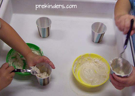 Flour Mixing in the sensory table