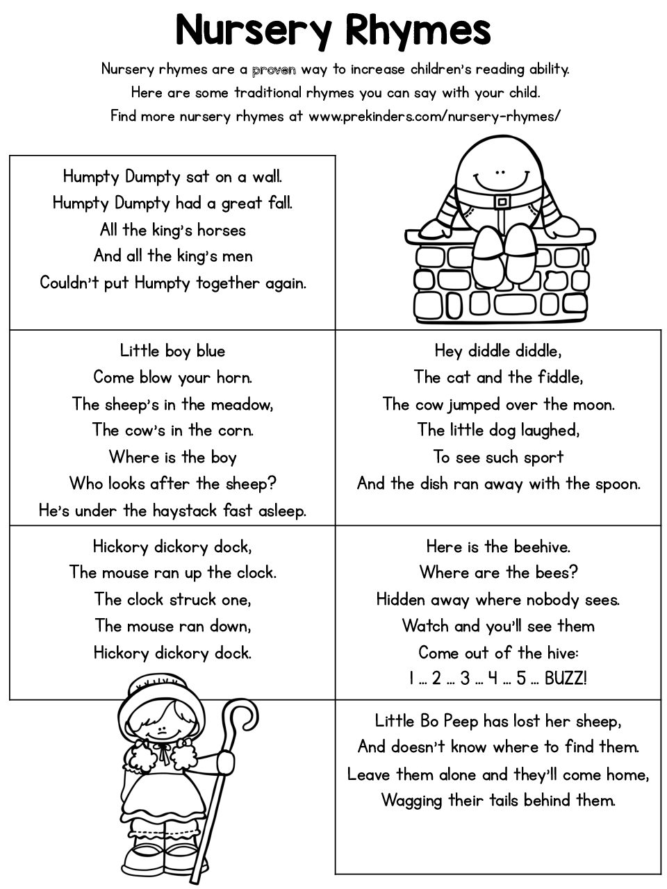 Prekinders Nursery Rhyme Printables