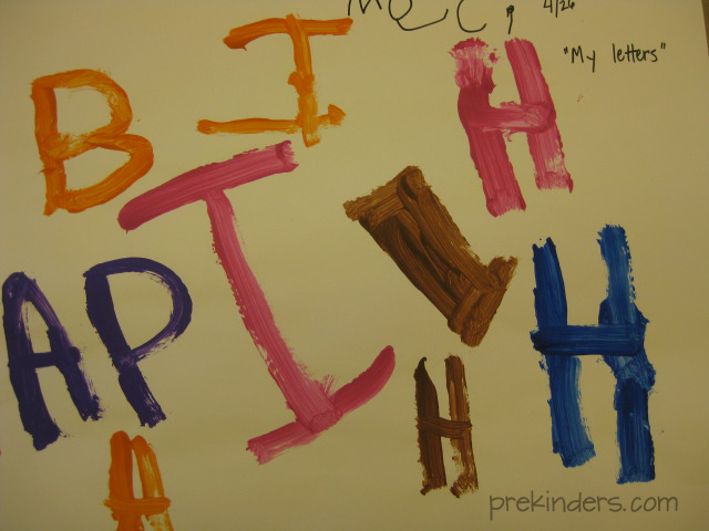 painting letters with tempera paint