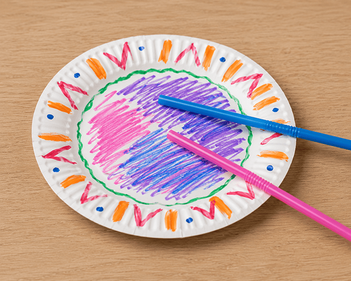 diy paper plate drum, make your own for your students and classroom, music and movement