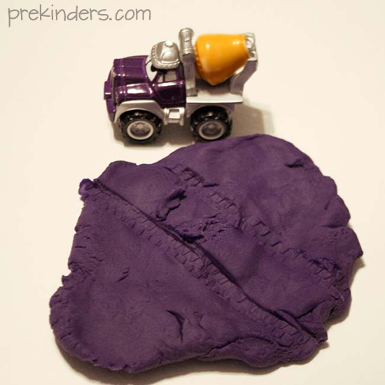 play dough tire tracks