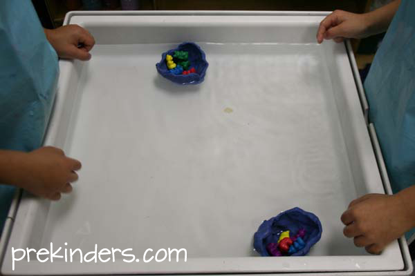 boats in water in the sensory table