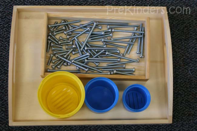 Sorting bolts by size: preschool math