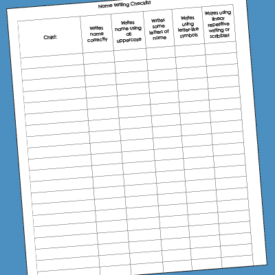 Name Writing Checklist