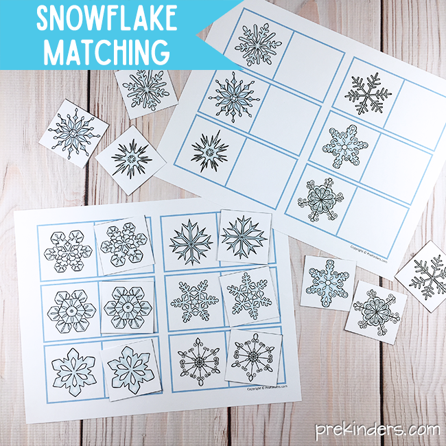 Snowflake Matching Cards Printable: Winter Visual Discrimination Skills for Pre-K, Preschool