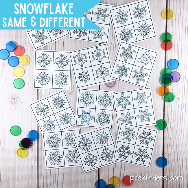 Snowflake Same & Different Printable: Winter Visual Discrimination Skills for Pre-K, Preschool