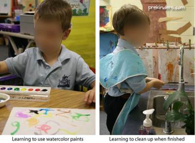 Teaching kids to use watercolor paint