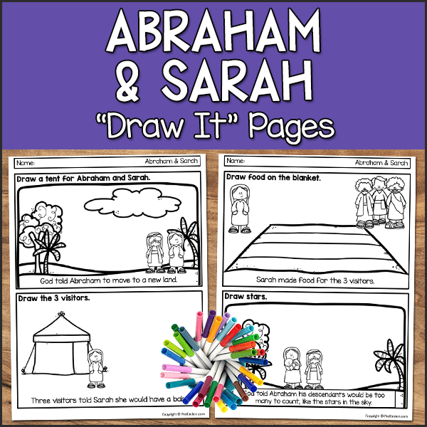 Abraham & Sarah Bible Story draw it sheet