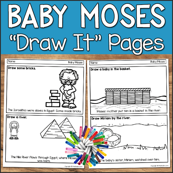 Baby Moses Bible Story draw it sheet