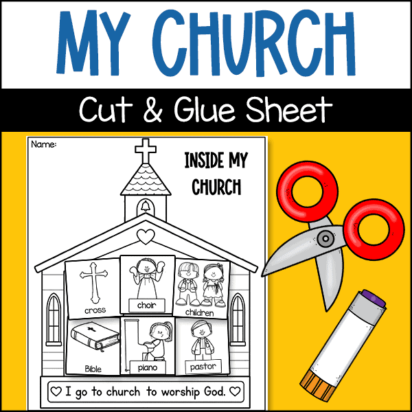 church cut and glue sheet