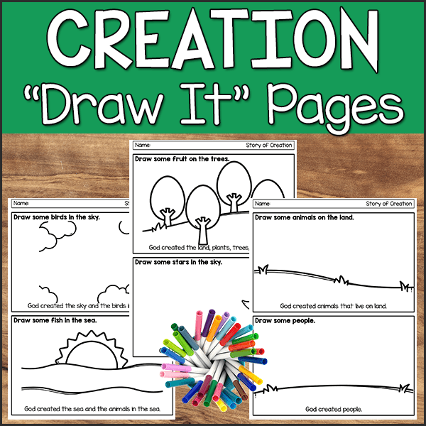 Creation Bible Story Draw It Pages