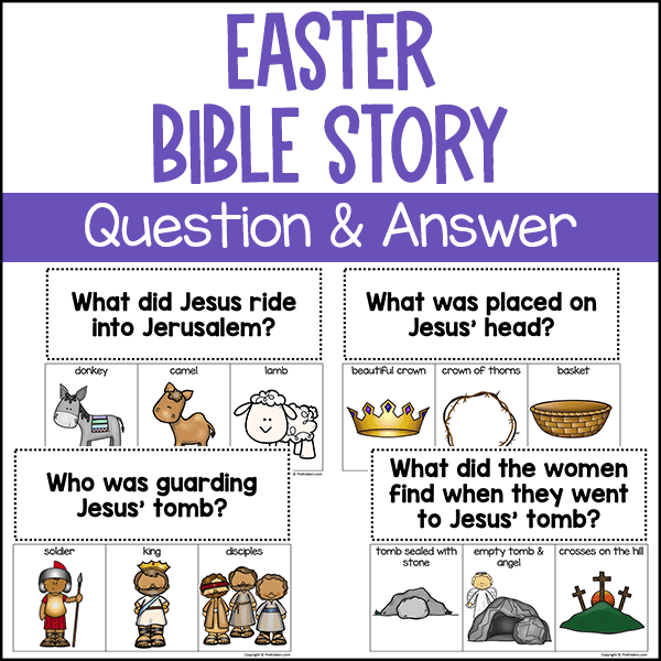 Easter Bible story Jesus Question and Answer Picture Cards