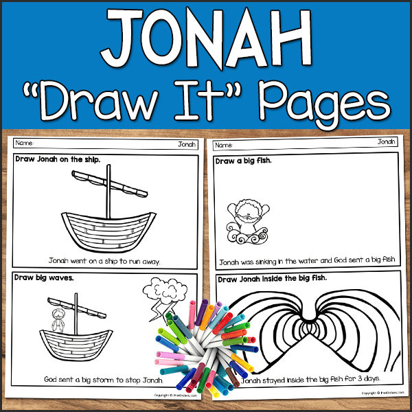 Jonah Bible Story Drawing Worksheet