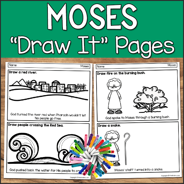 Moses Bible Story draw it sheet