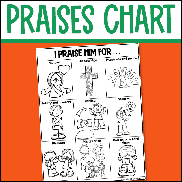 Chart: Ways to Praise God when you pray, for kids