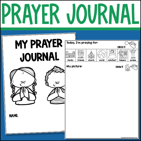 prayer journal printable pages for preschool, kindergarten, first grade