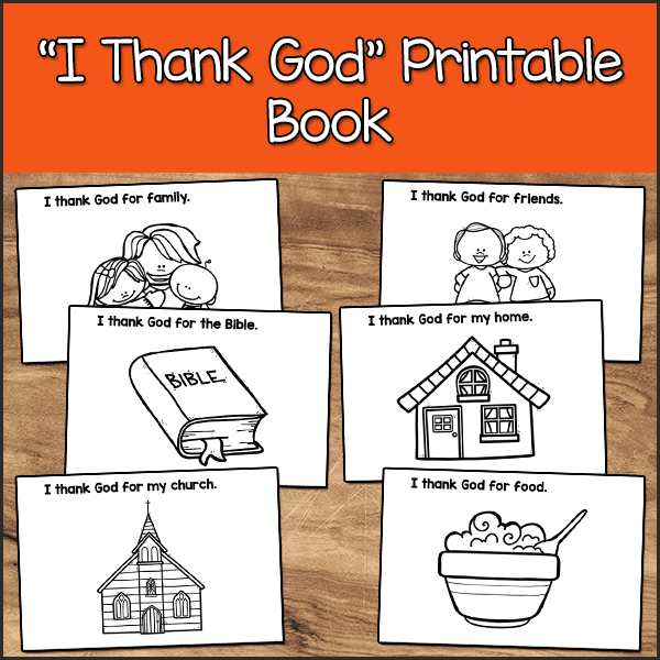 I thank god printable book for thanksgiving