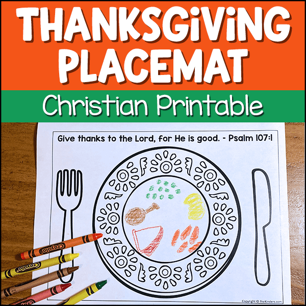 Thanksgiving placemat Christian craft for preschool kindergarten