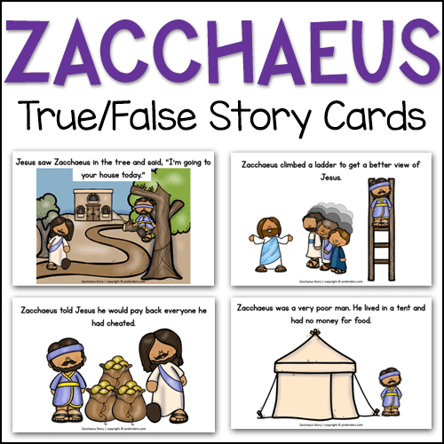 Zaccaheus Bible Story True False Cards