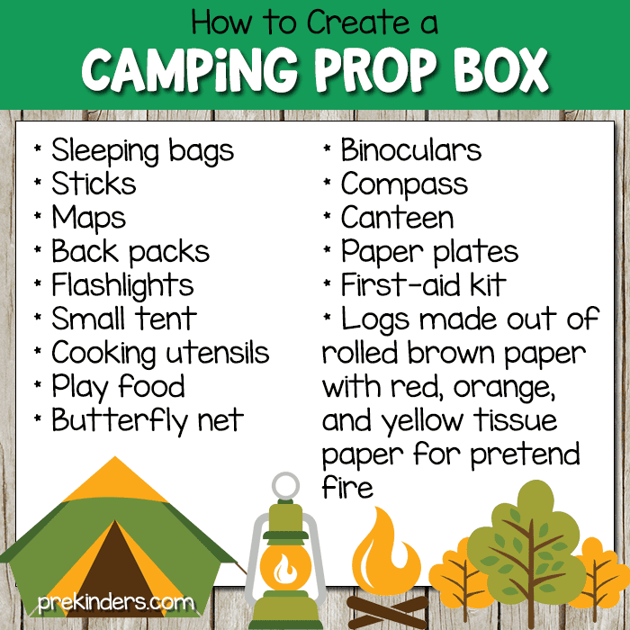 how to create a camping prop box for dramatic play