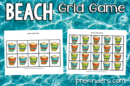 Beach Grid Game, Preschool Ocean Theme Activities