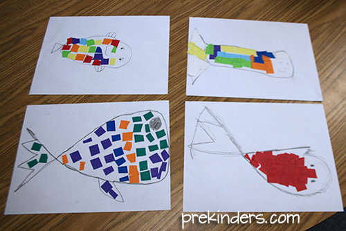 Colored Tape Fish, Preschool Ocean Theme Activities