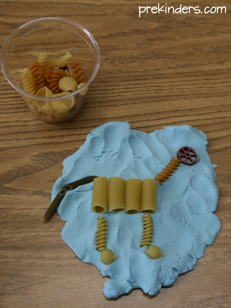 Dinosaur Pasta Skeleton with Play Dough