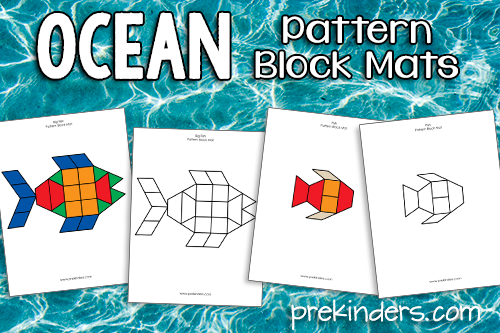 Ocean Pattern Block Mats, Preschool Ocean Theme Activities