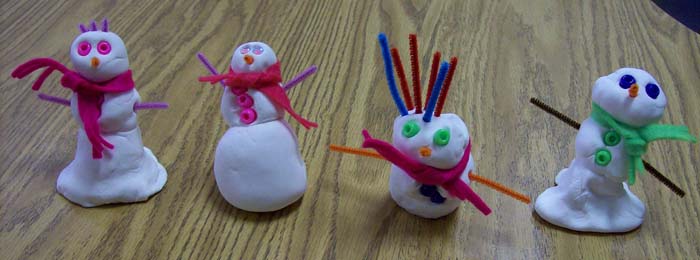 Play Dough Snowmen: Winter Pre-K Art