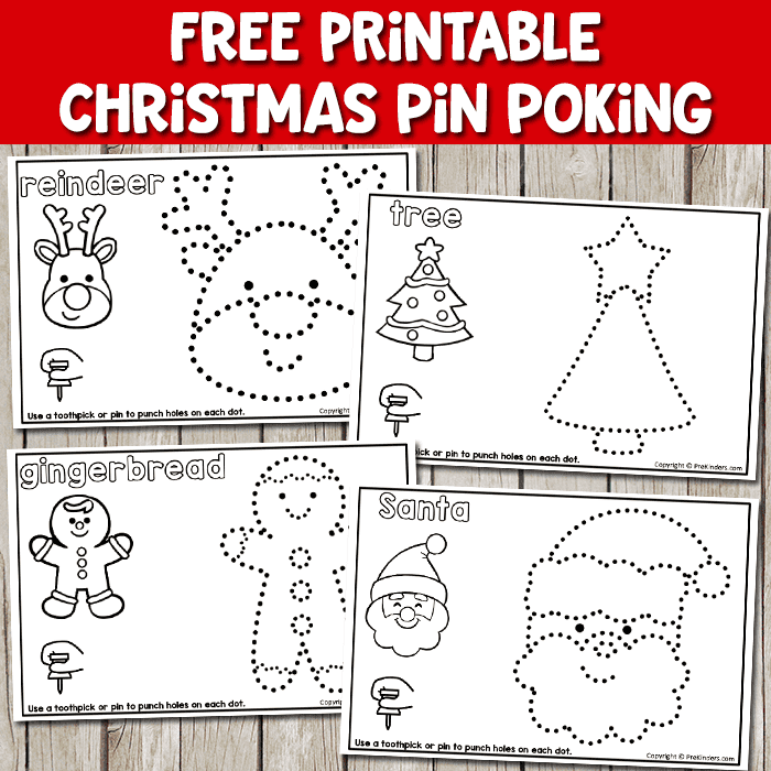 christmas pin poking free printable for fine motor
