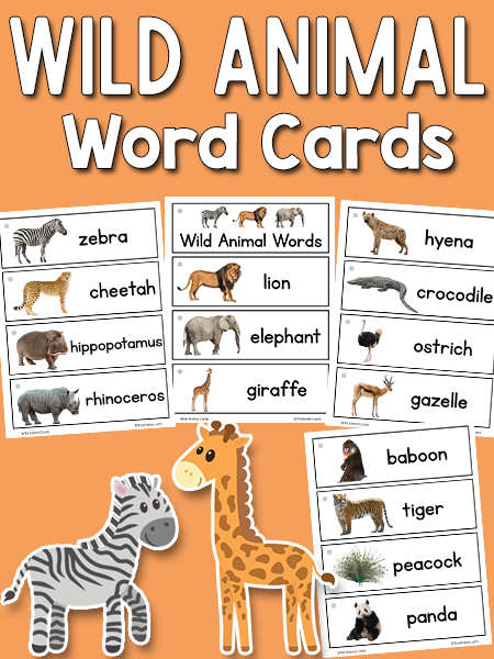 Wild Animal Word Cards - PreKinders