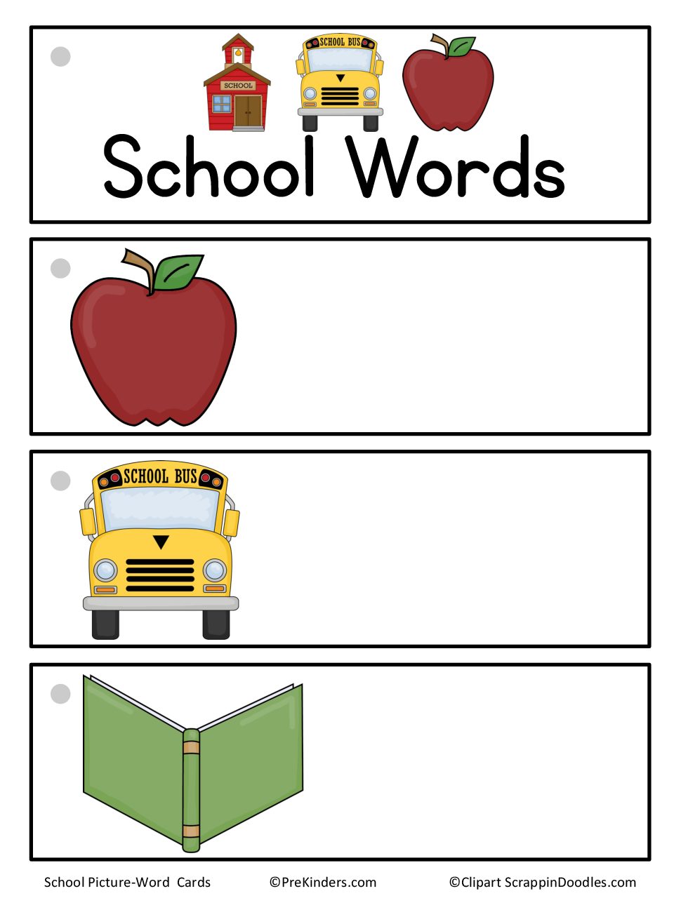 School Word Cards Blank - PreKinders