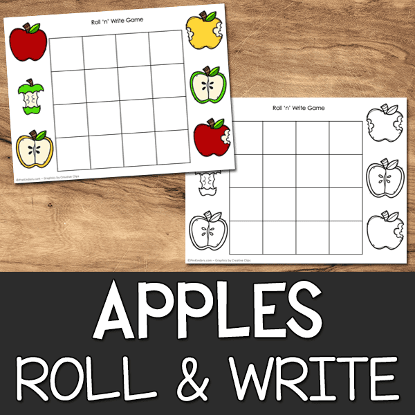 apple roll and write game for writing