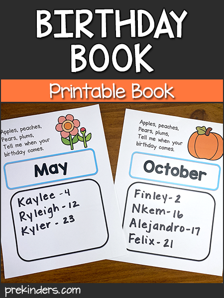 Class Birthday Book - PreKinders