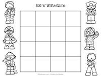 Community Helpers Roll and Write Game