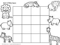 Safari Roll & Write Game Blackline