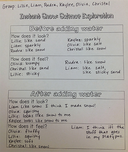 snow science recording sheet